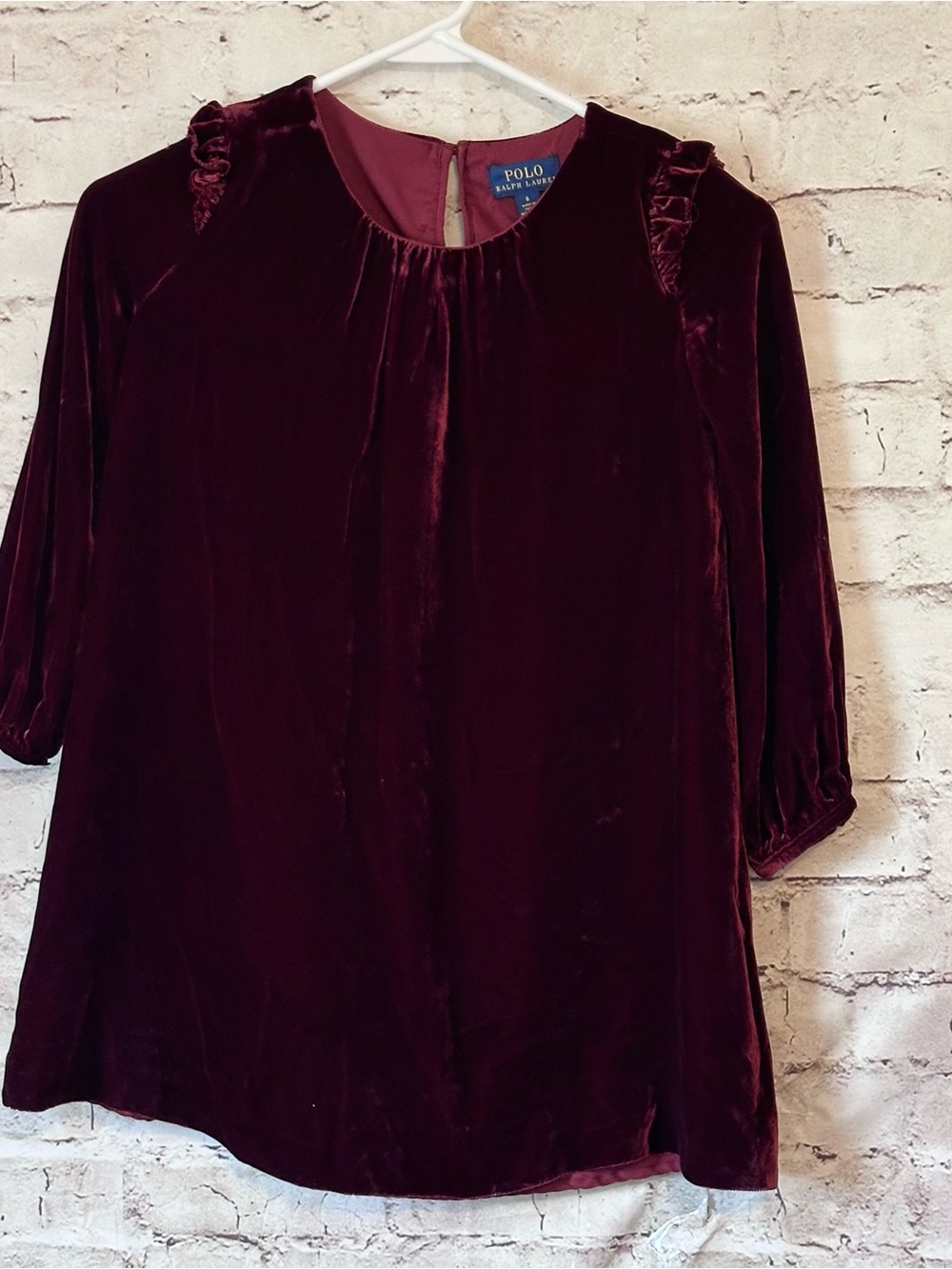 Polo by Ralph Lauren Girls Velvet Dress  in Deep Wine